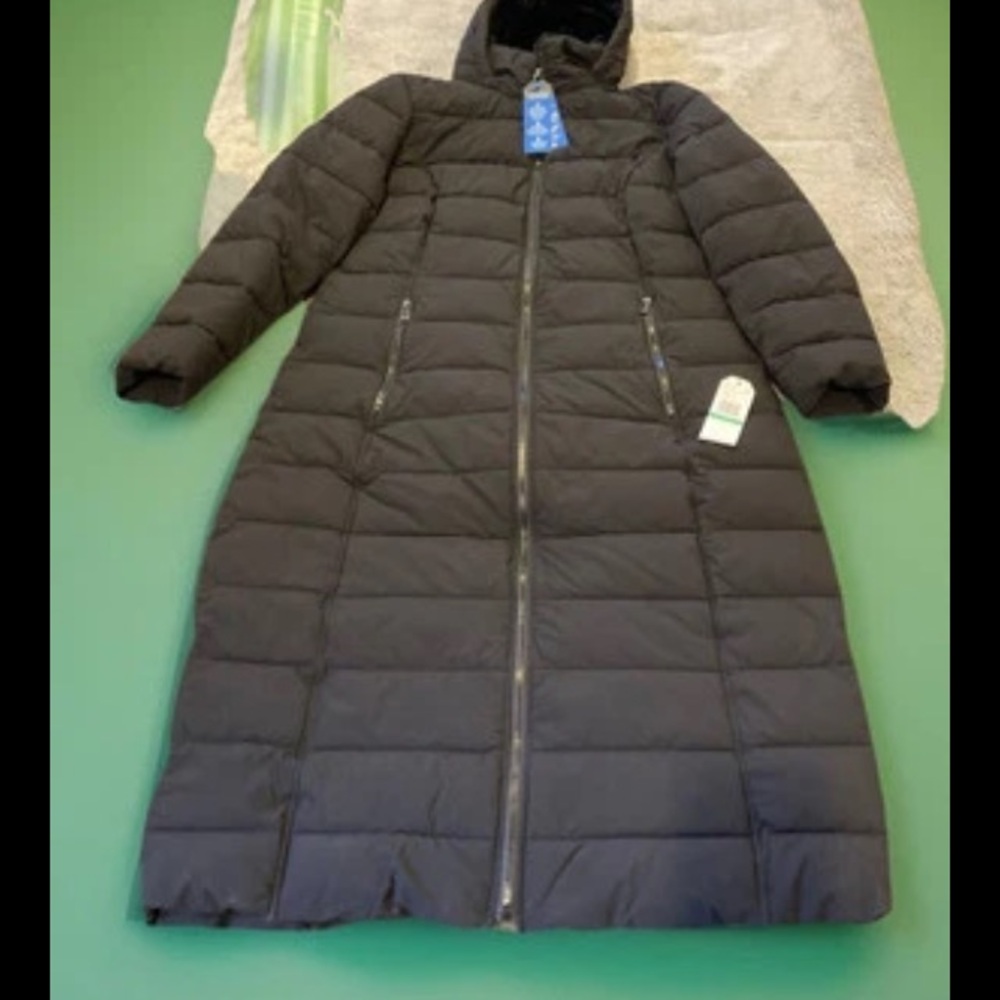 Women's NAUTICA Black Water Wind Resistant long Jacket Removable Hood Coat